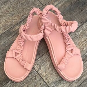 Elegant Pink Ruffled Sandals